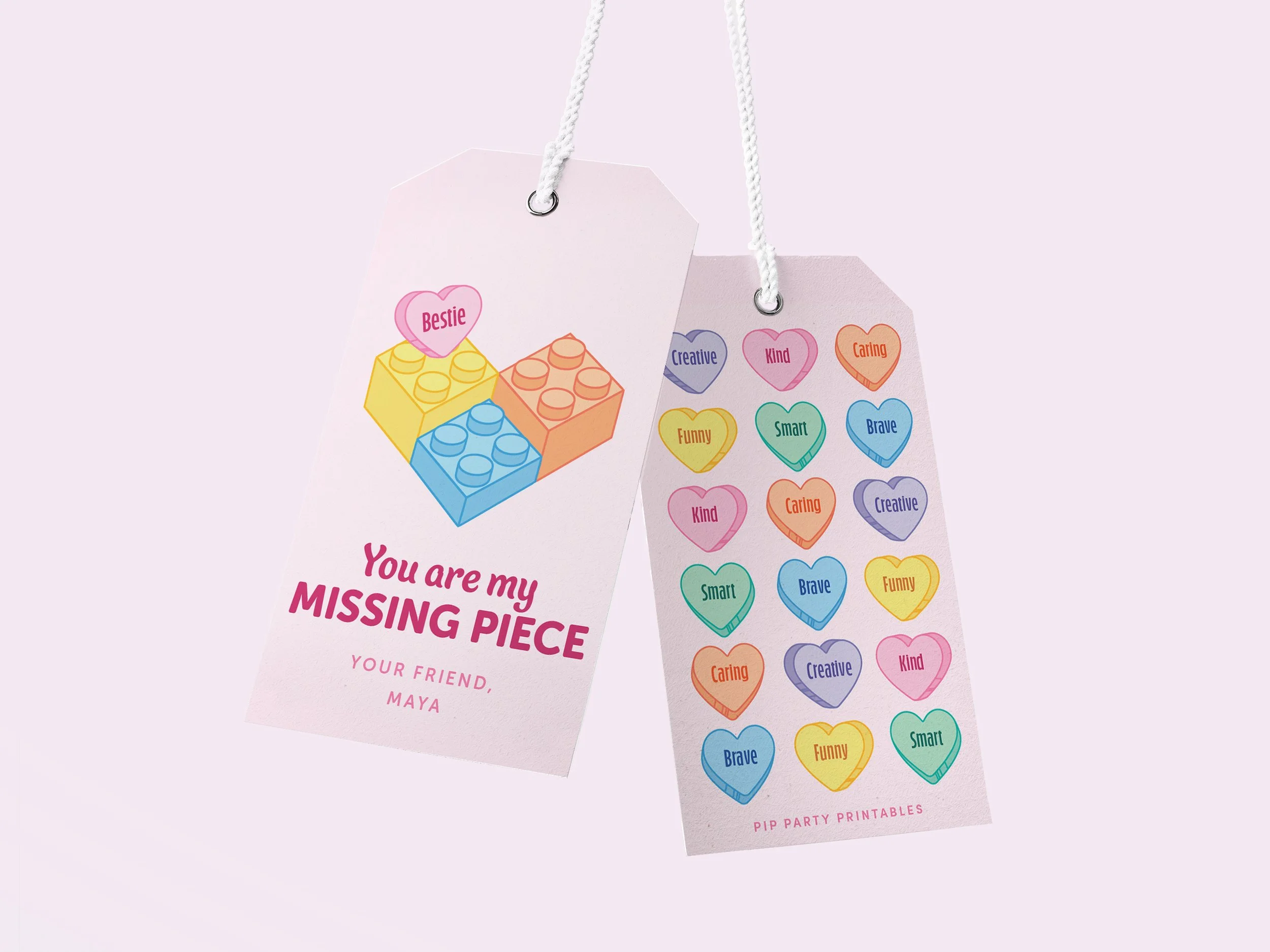 Building blocks Valentine's Day gift tag