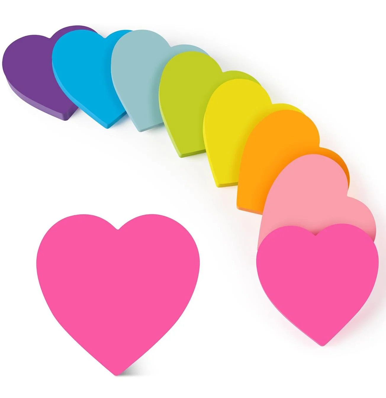 Heart shaped post it notes rainbow colors