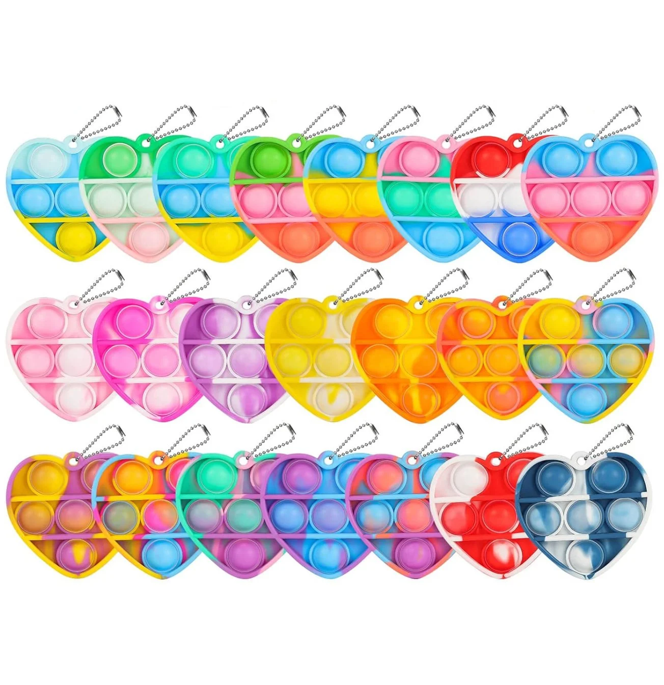 Heart shaped pop it keychains