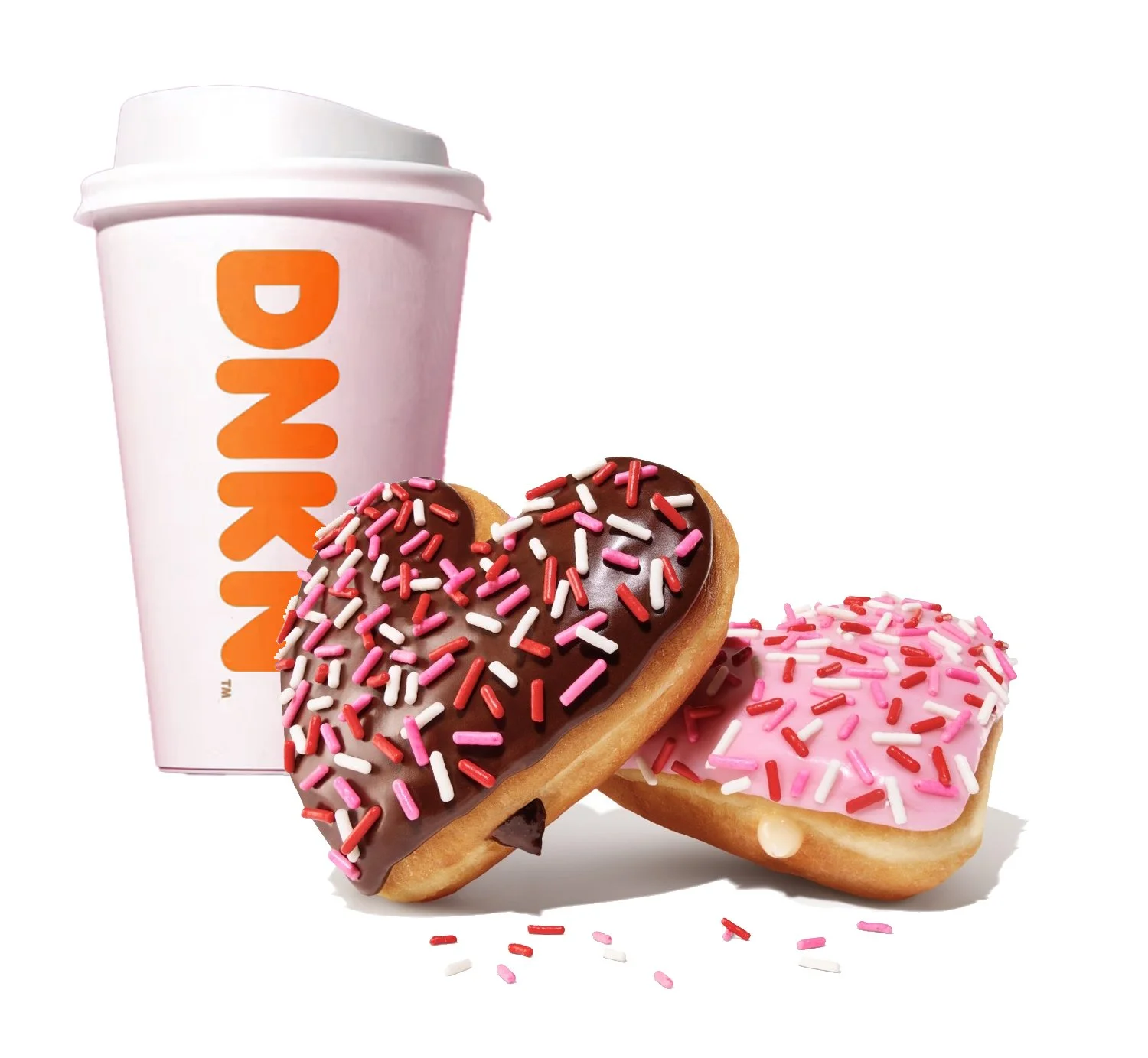 Dunkin donuts coffee heart shaped donuts and gift card