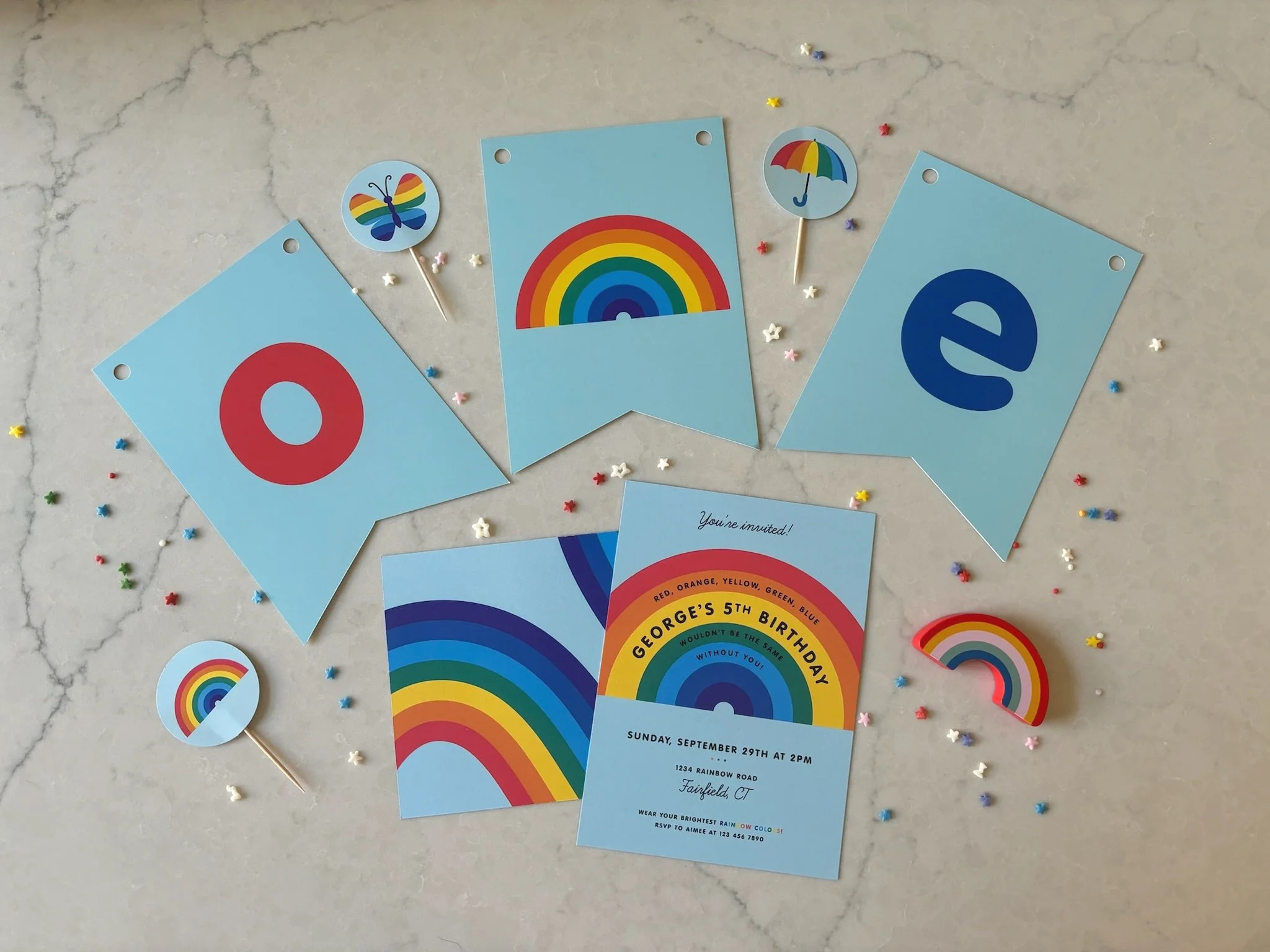 Over the rainbow 1st birthday design