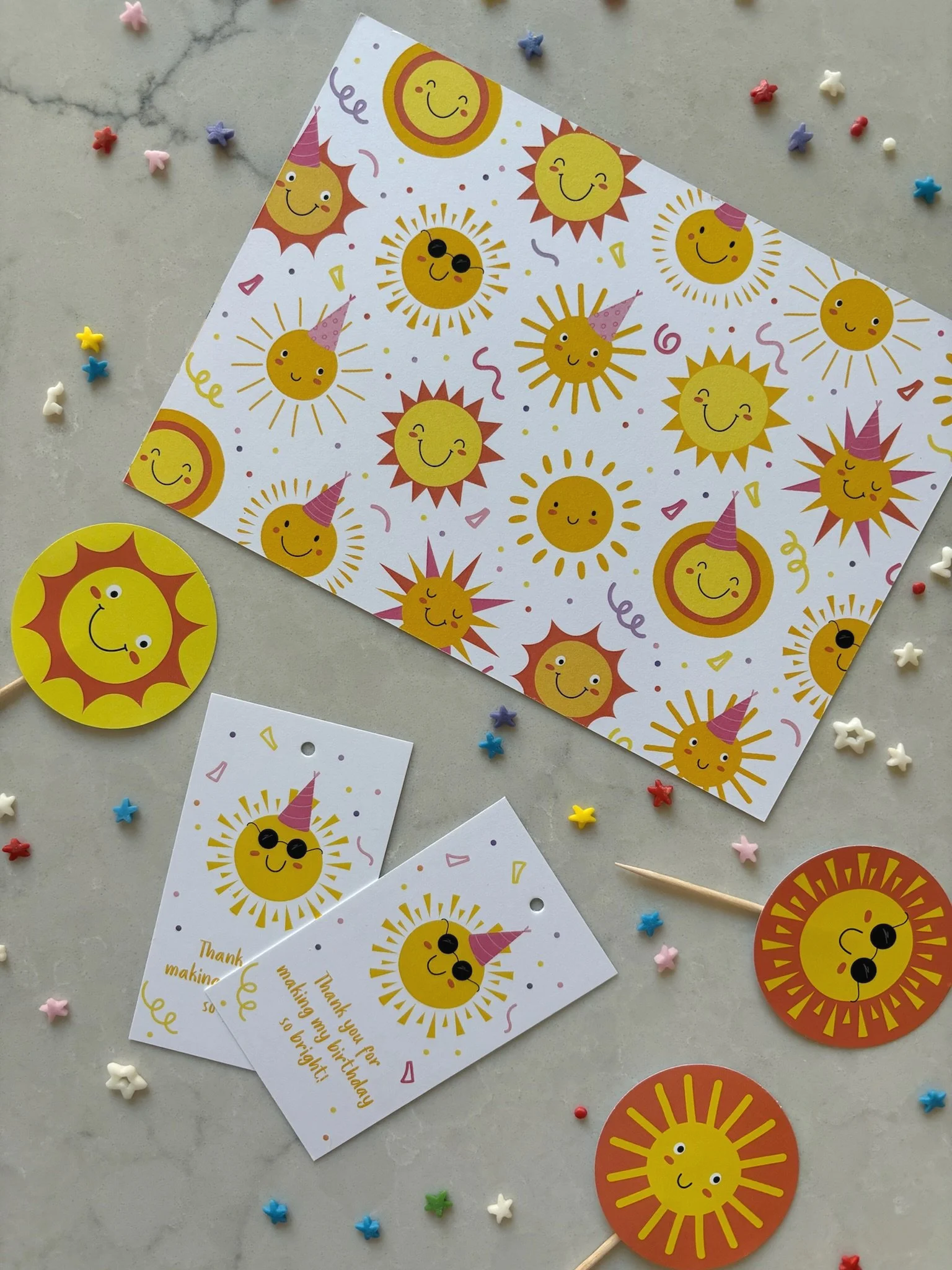 First trip around the sun baby girls first birthday party stationery