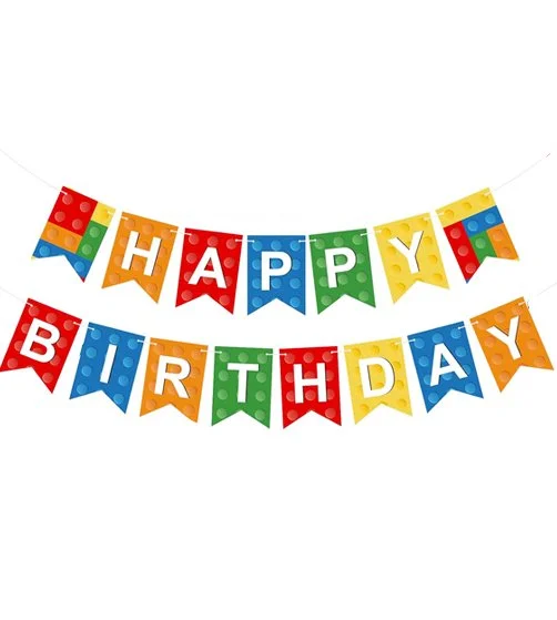 Building blocks happy birthday banner