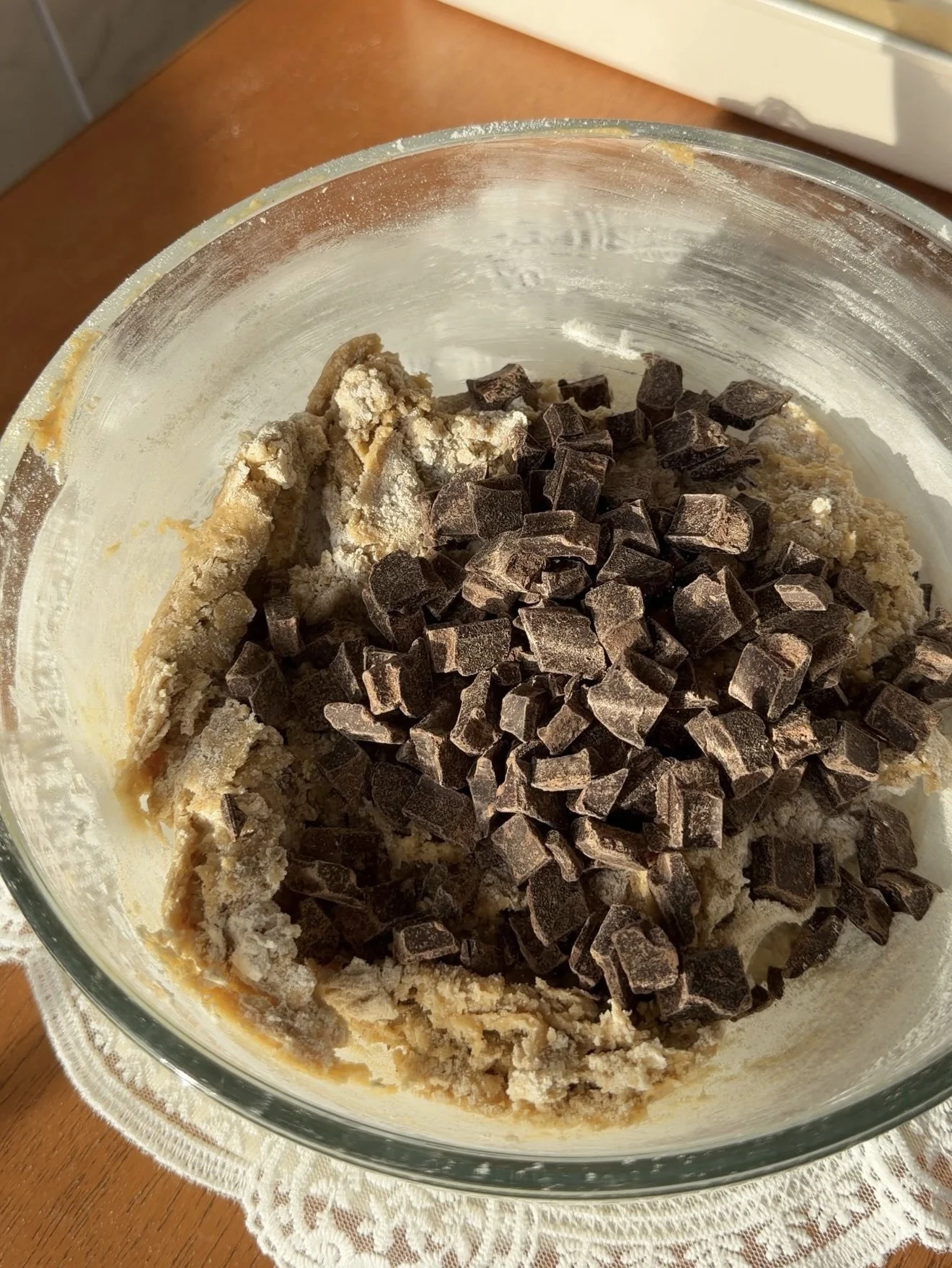 chocolate chips added to cookie dough