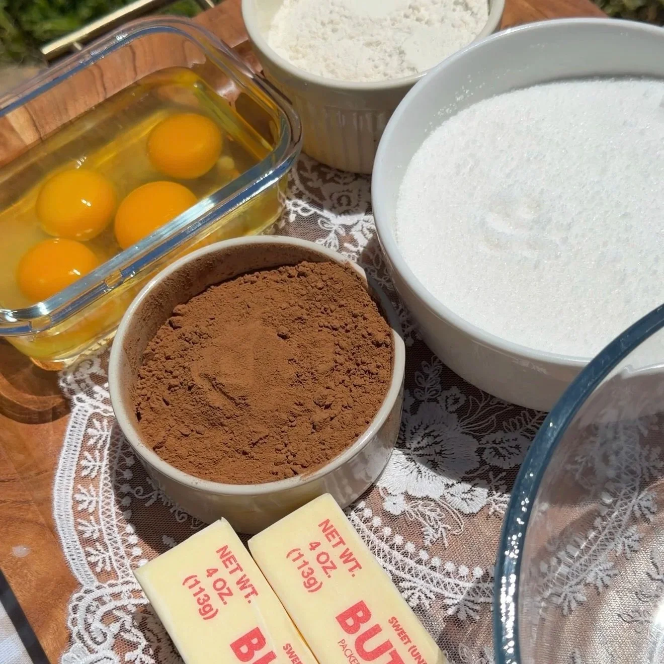 ingredients laid out before baking.