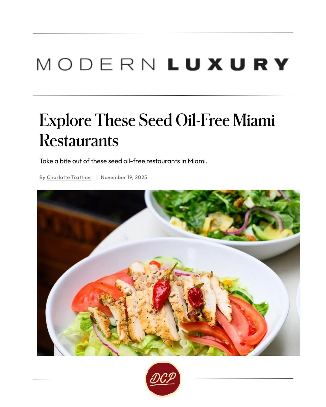 Thank you to @modernluxury for featuring DC PIE CO. in their roundup of Miami&rsquo;s seed-oil&ndash;free restaurants. We&rsquo;re proud to be recognized for our commitment to high-quality ingredients and thoughtful cooking 🌿

We look forward to con