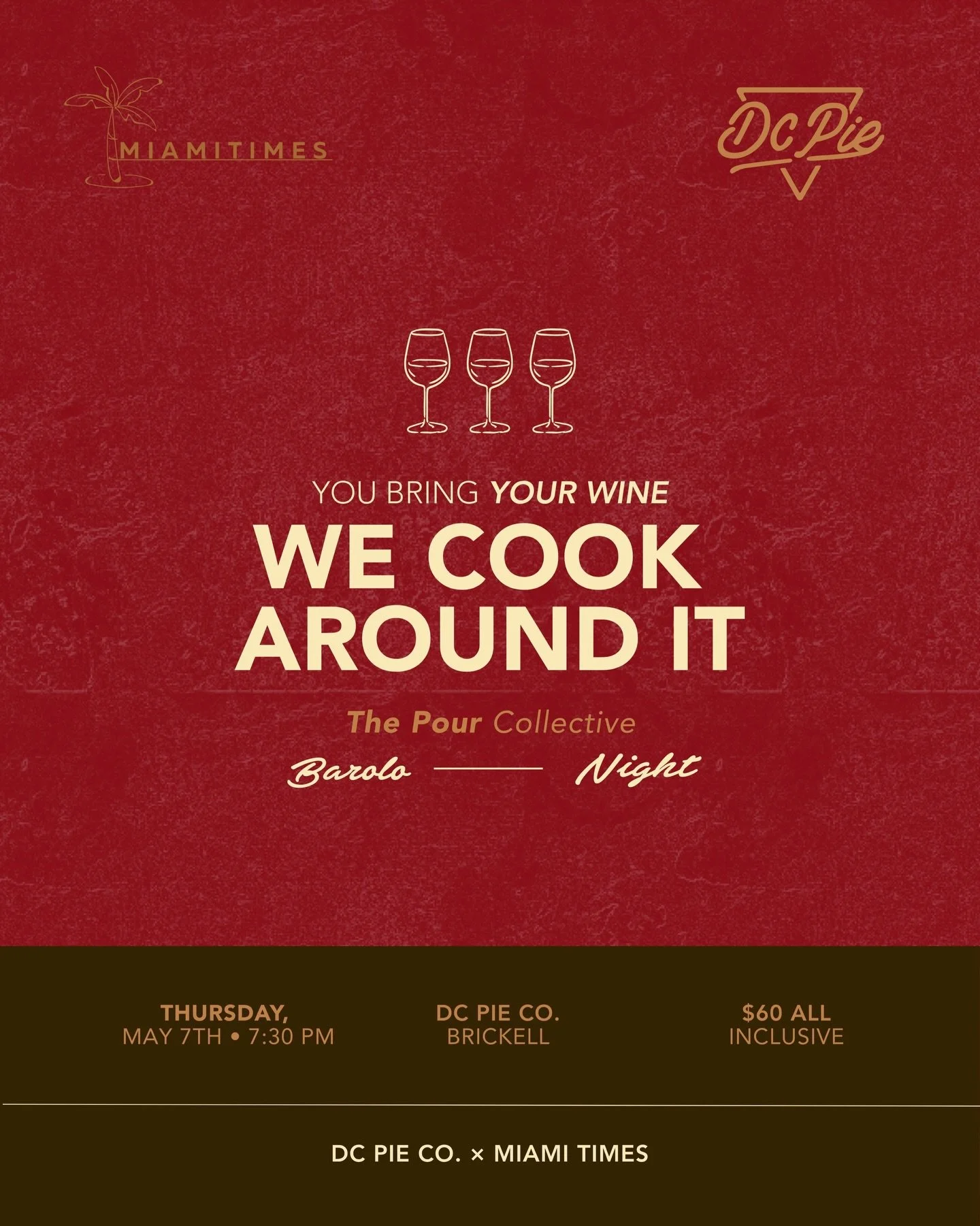 You bring the wine, we&rsquo;ll take care of the rest🍷

An intimate night built around what you love; good bottles, shared tables, and a menu crafted to match.

Barolo Night at DC PIE CO.
Limited seats. $60 all-inclusive.
Purchase your ticket throug