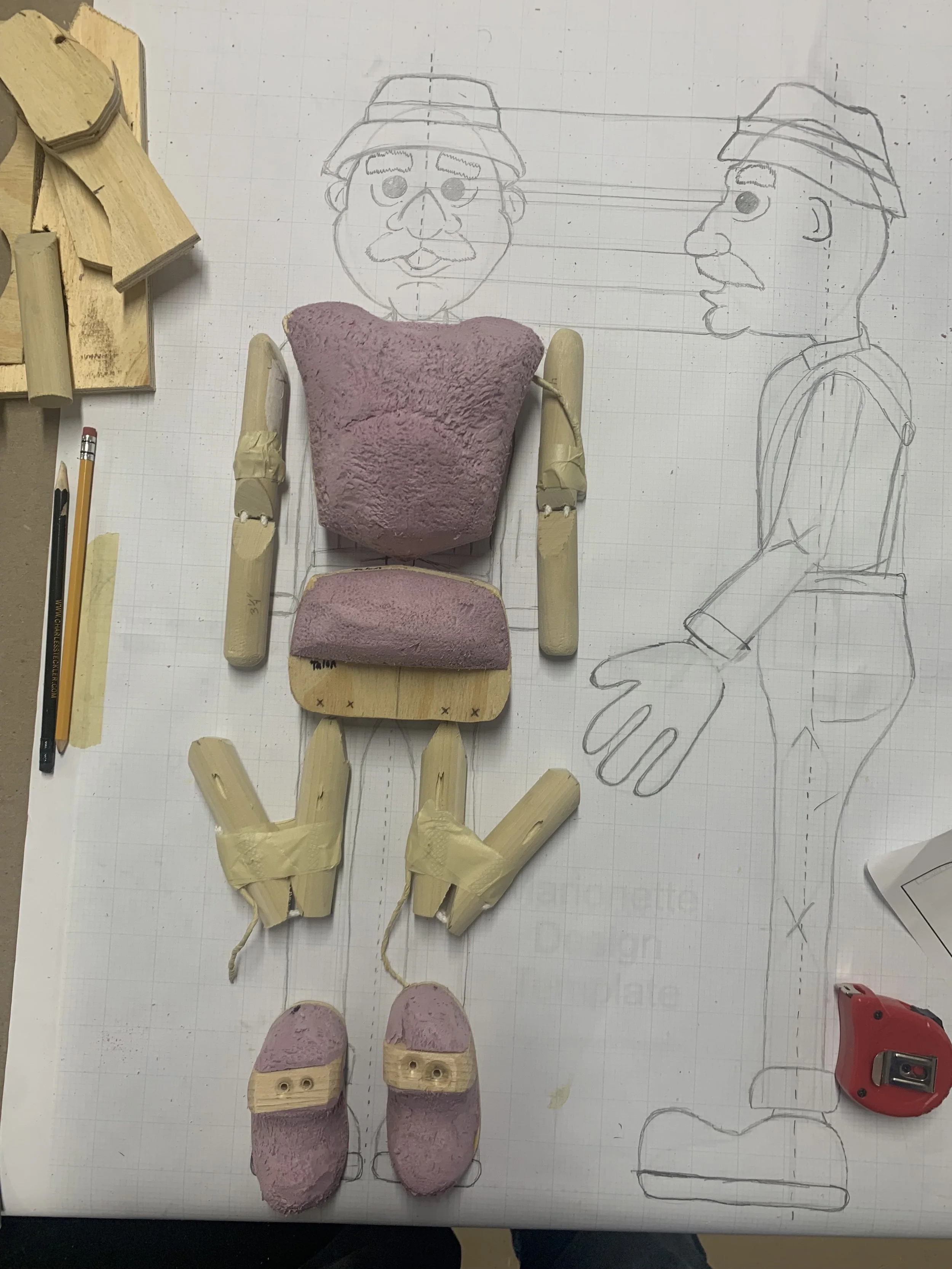 carved body and joints assembled