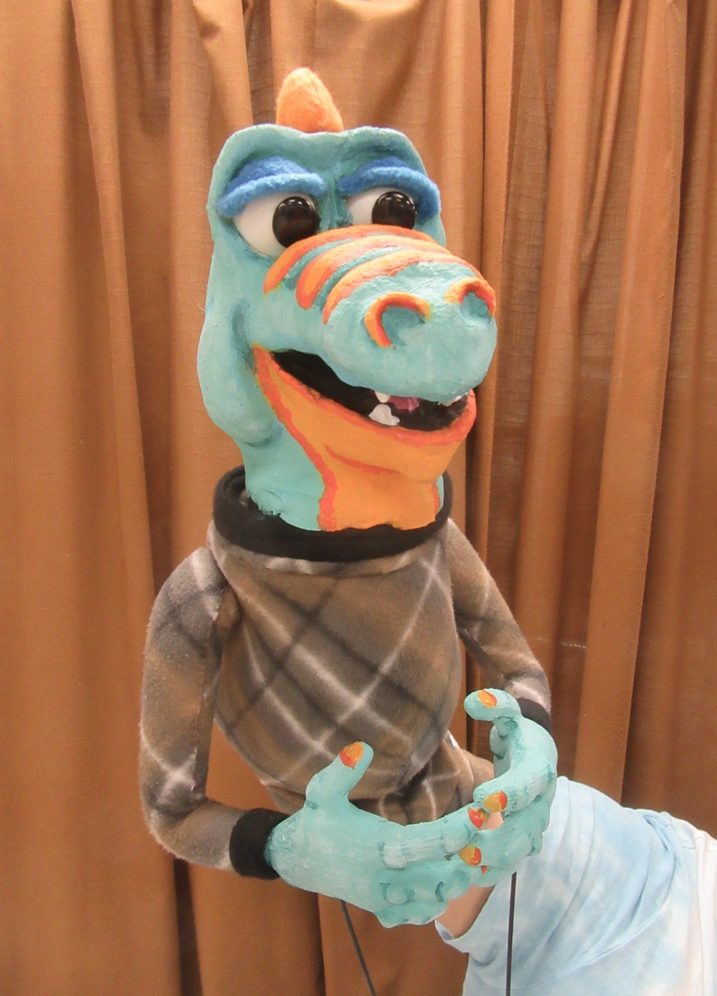Argyle Dino- finished puppet