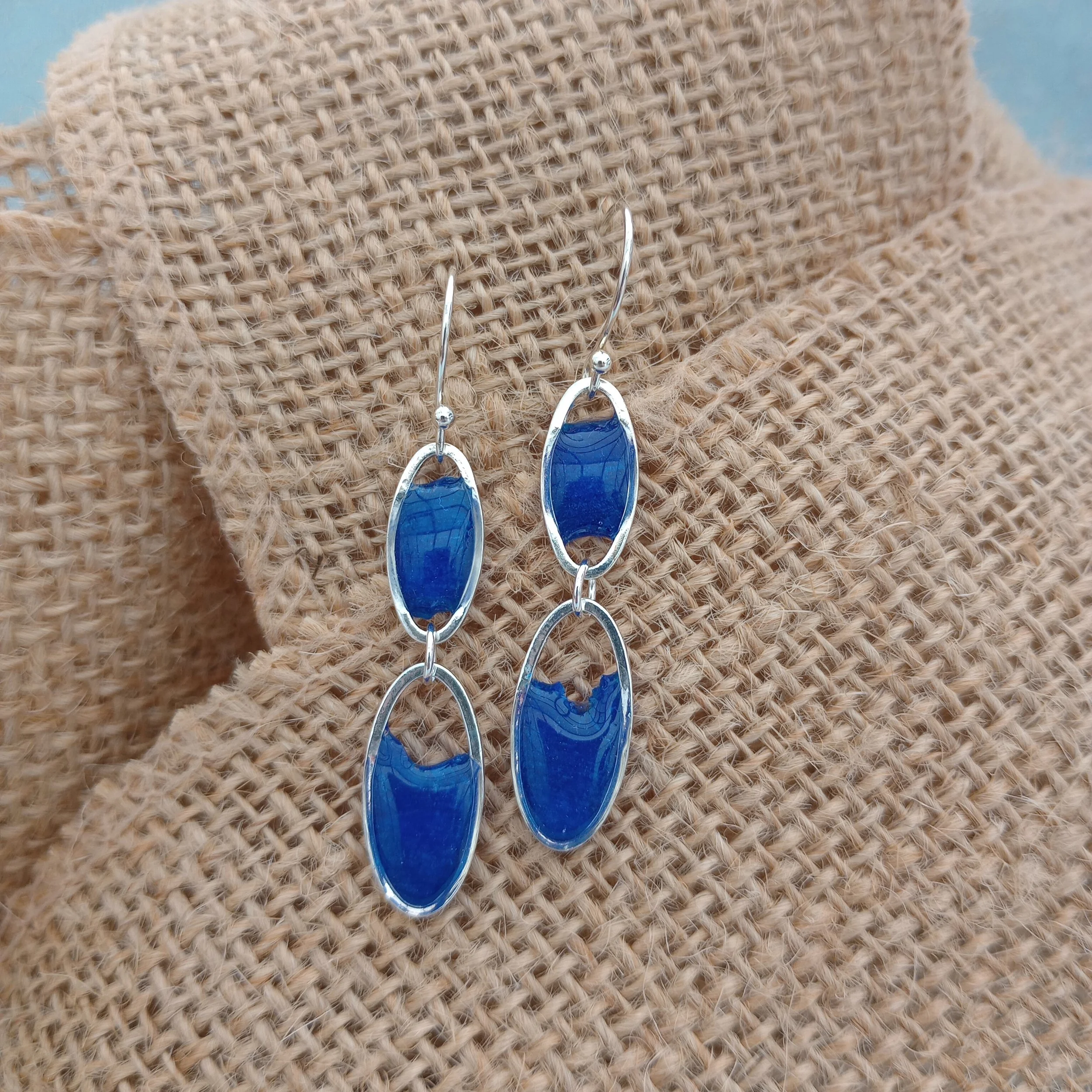 Blue polymer clay earrings