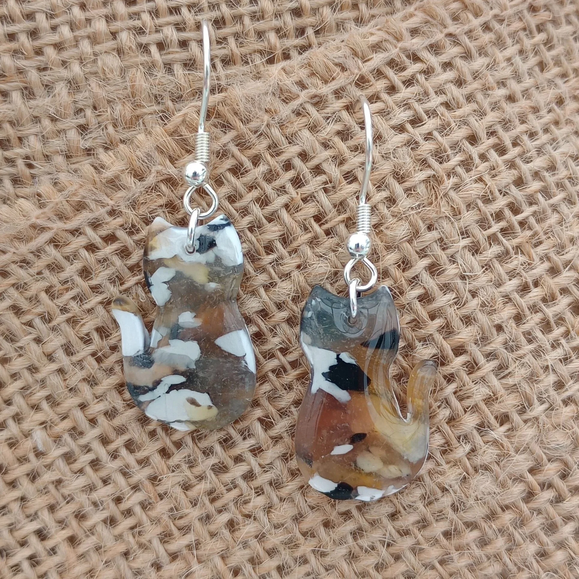 Calico cat polymer clay earrings