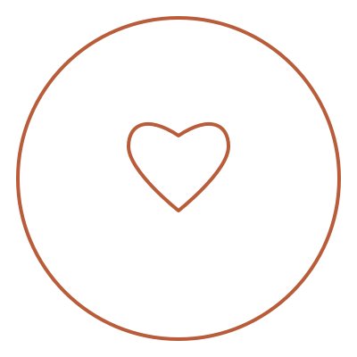 A simple line drawing of a heart inside a circle.