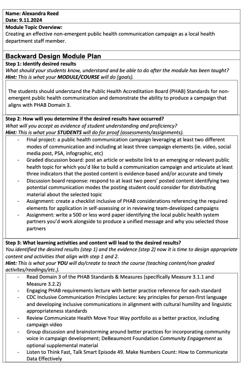 Backward design plan file