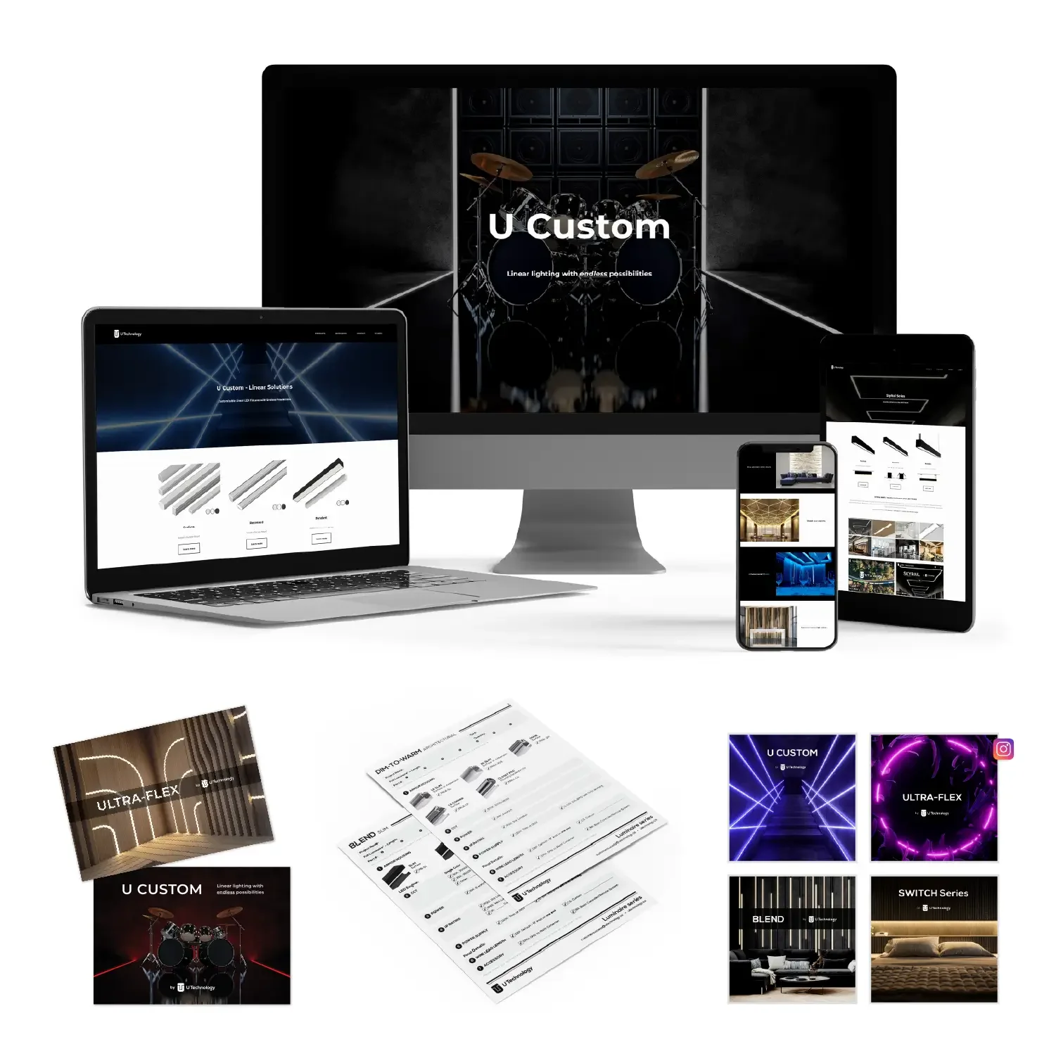 Case study card featuring custom LED lighting design and brand work