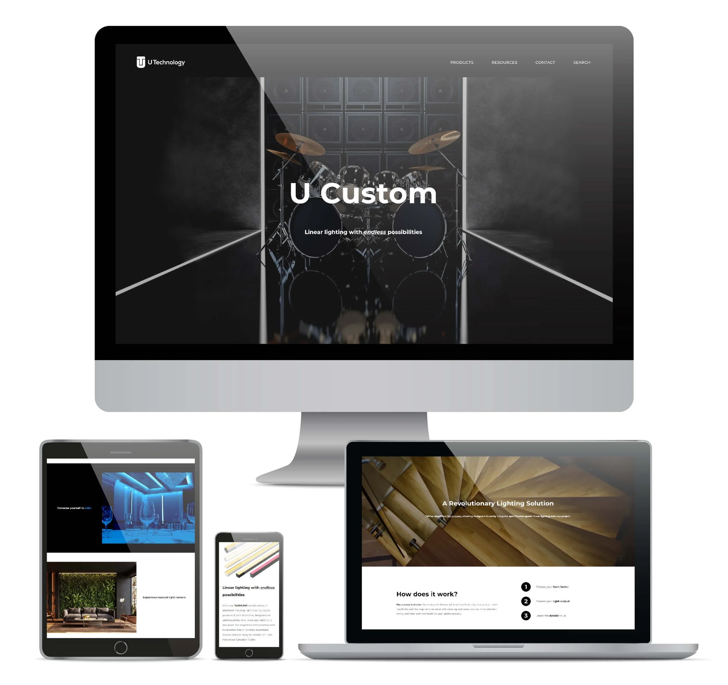 Website design for luxury commercial LED lighting manufacturer