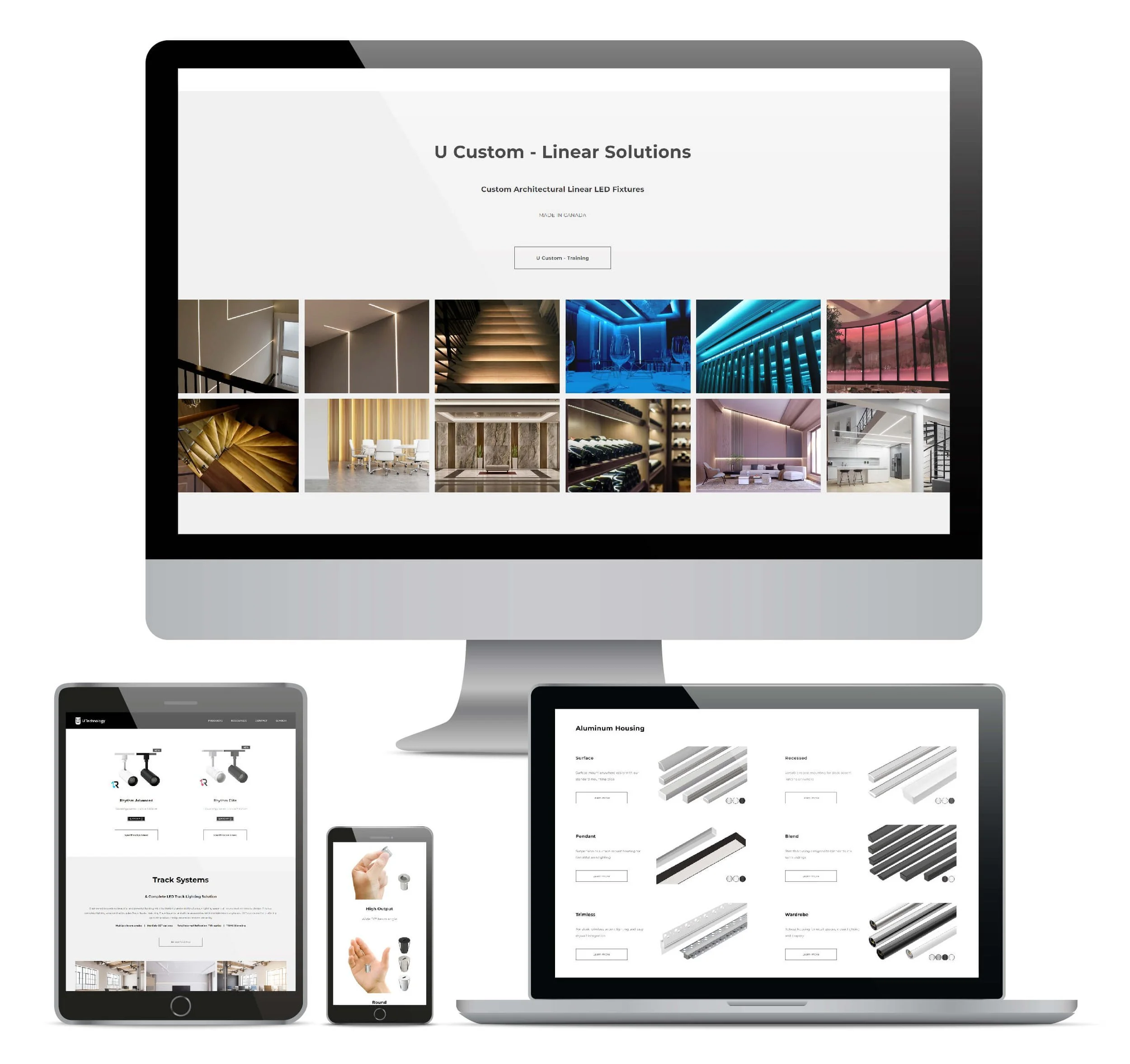 Website design for luxury commercial LED lighting manufacturer