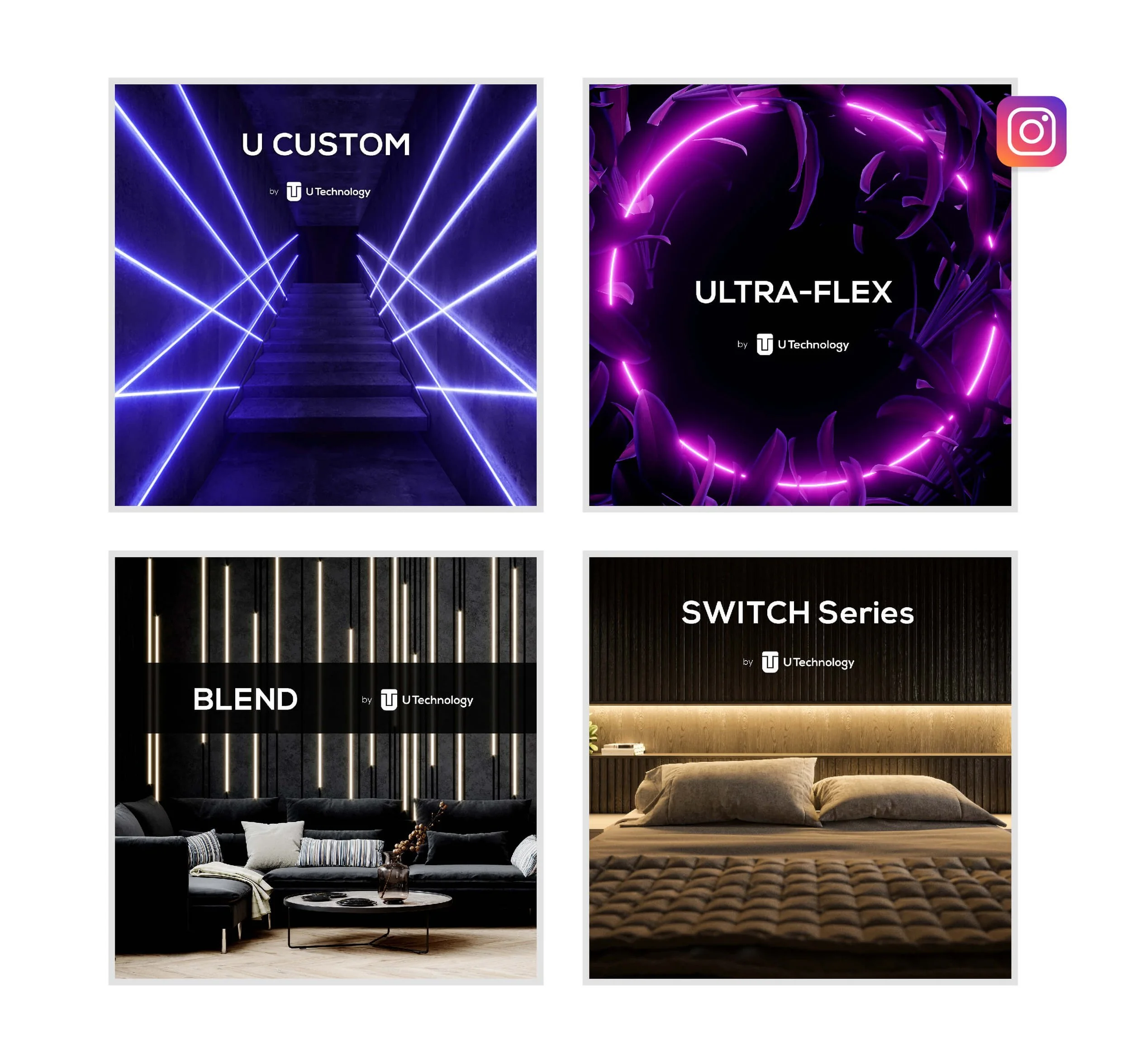 Social media design for luxury commercial LED lighting manufacturer