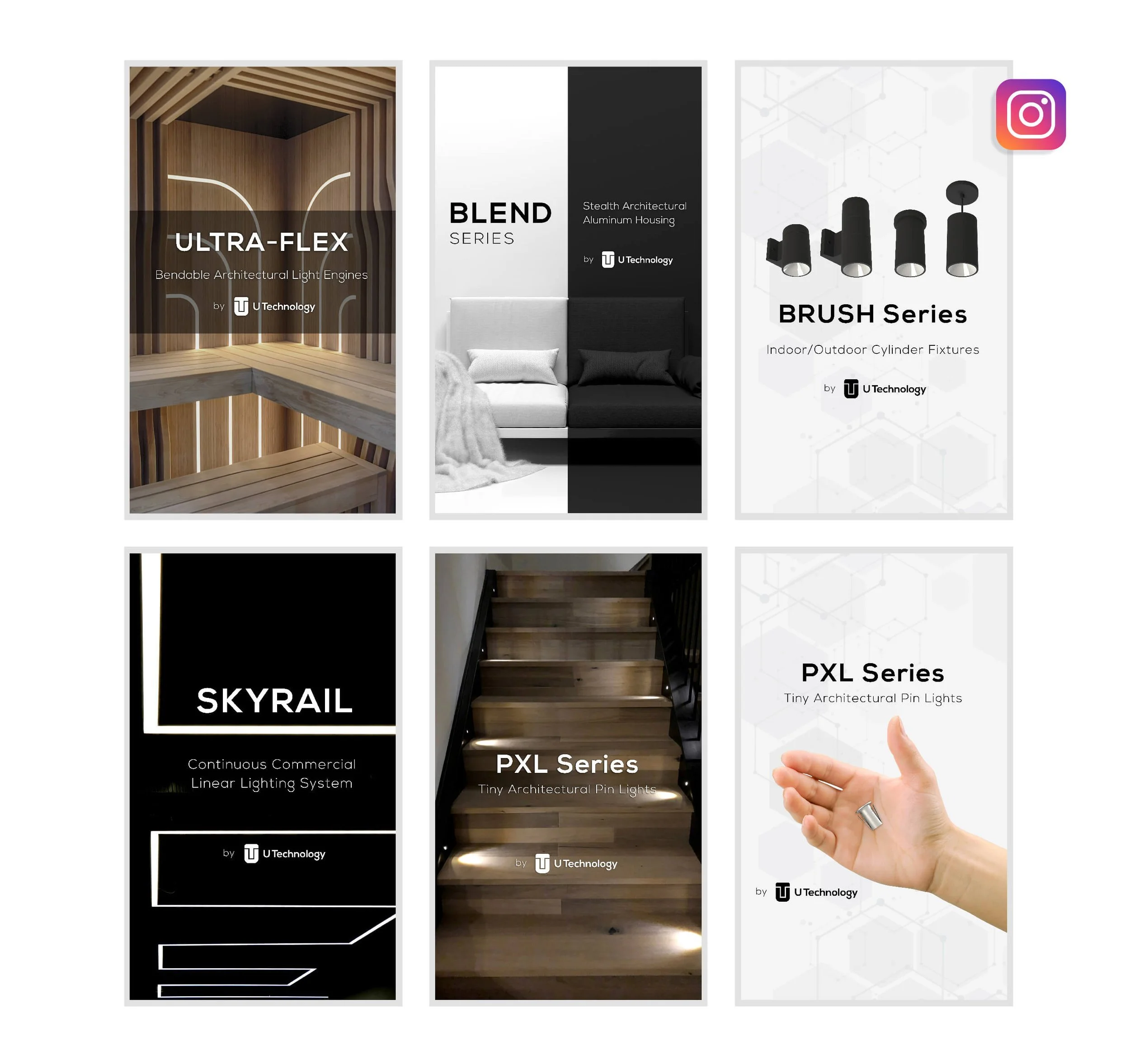 Social media design for luxury commercial LED lighting manufacturer
