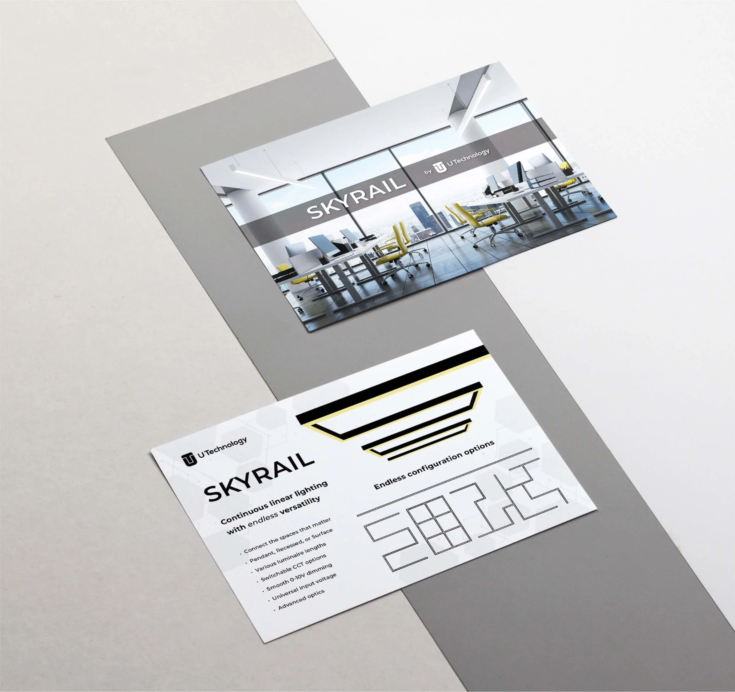 Postcard design for luxury commercial LED lighting manufacturer