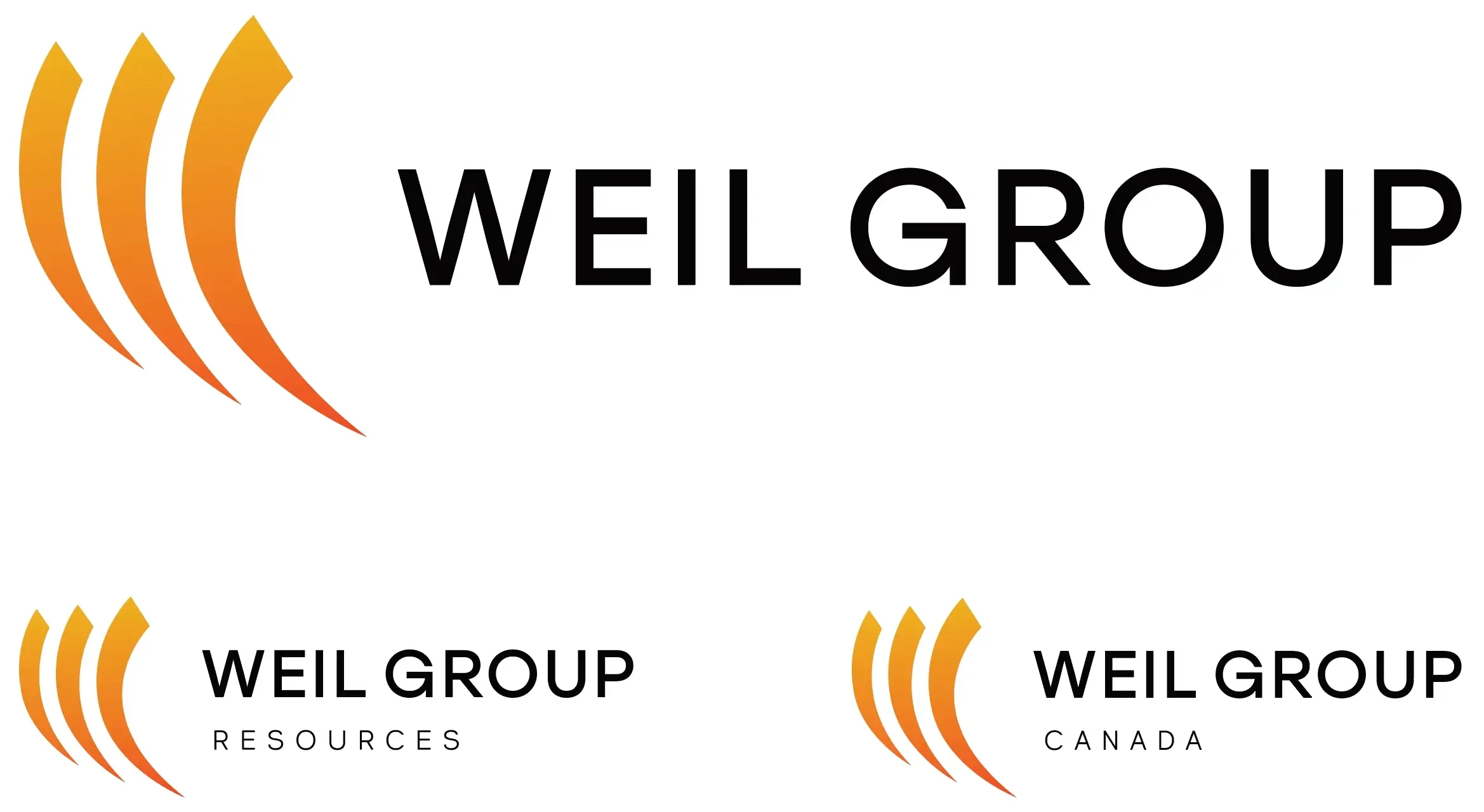 B2B helium producer logo variations showing the modernized uppercase wordmark and expanded brand palette
