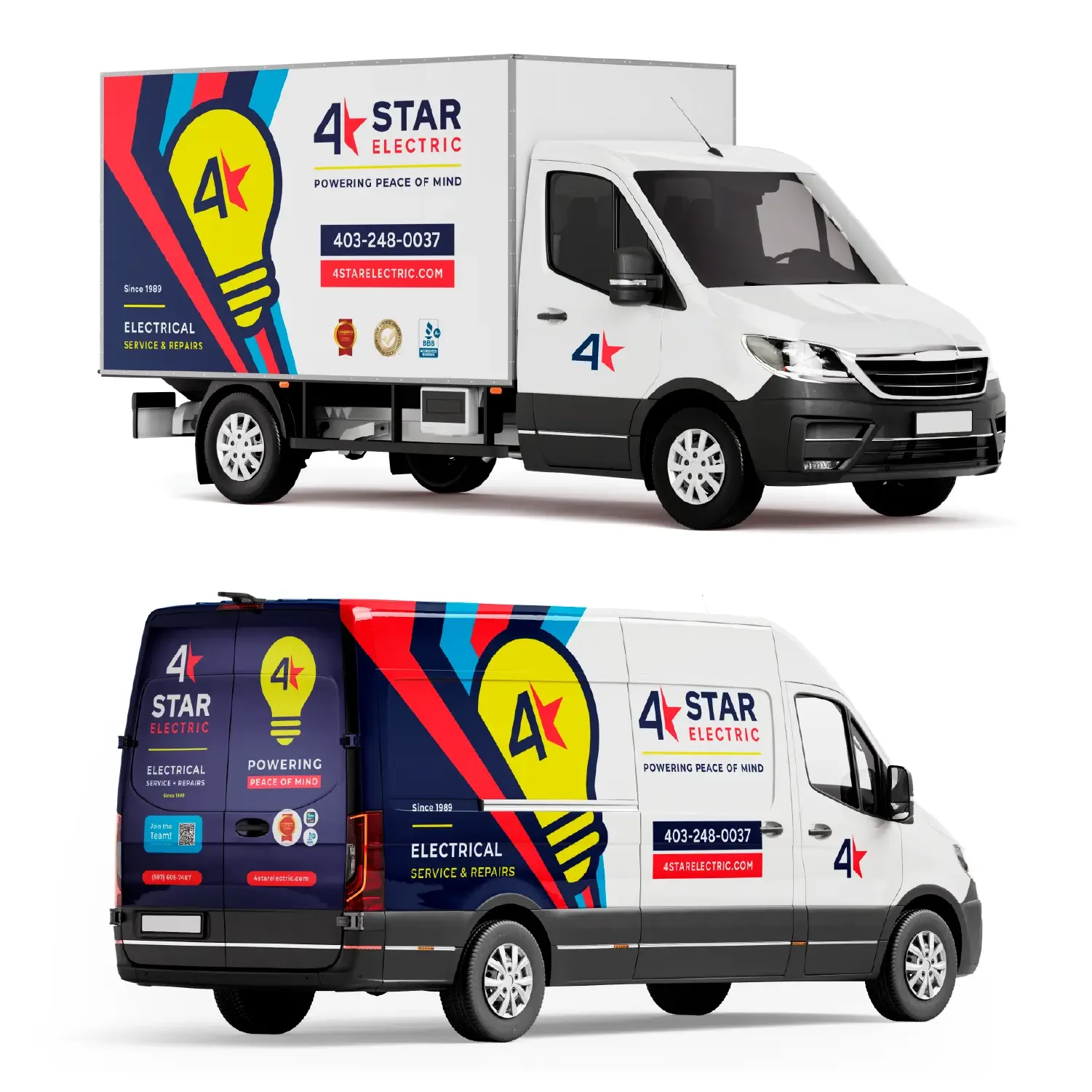 Electrical company fleet vehicle wrap design