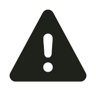 Warning icon with a black triangle and an exclamation mark in the center.