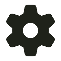 Silhouette of a gear or cogwheel.
