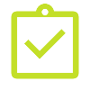 A green clipboard with a checkmark symbol.