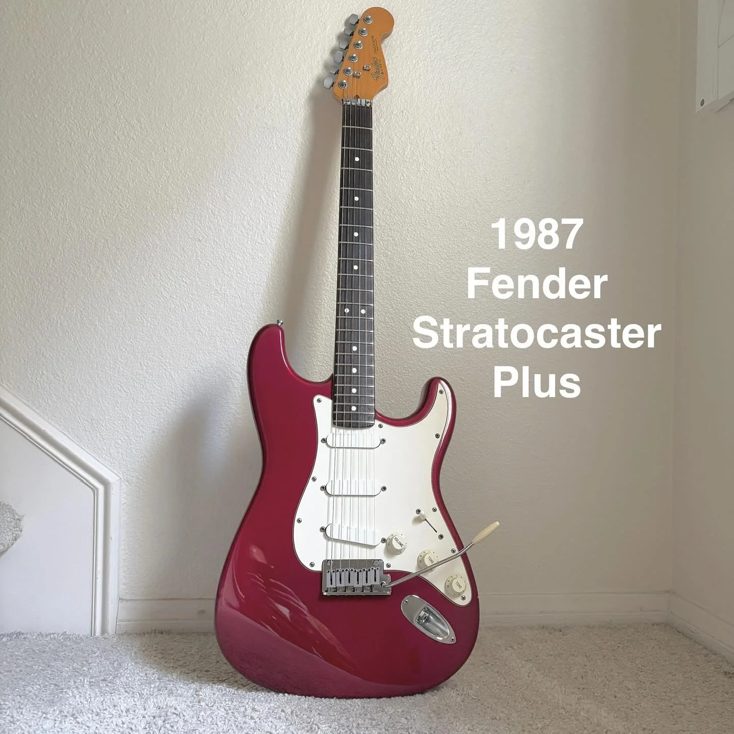 Just completed a setup on this 1987 US @fender Stratocaster Plus.  These were in production between 1987-1999.  Designed with a roller nut and Schaller locking tuners, this Strat has rock solid tuning stability even with heavy tremolo use.  They also