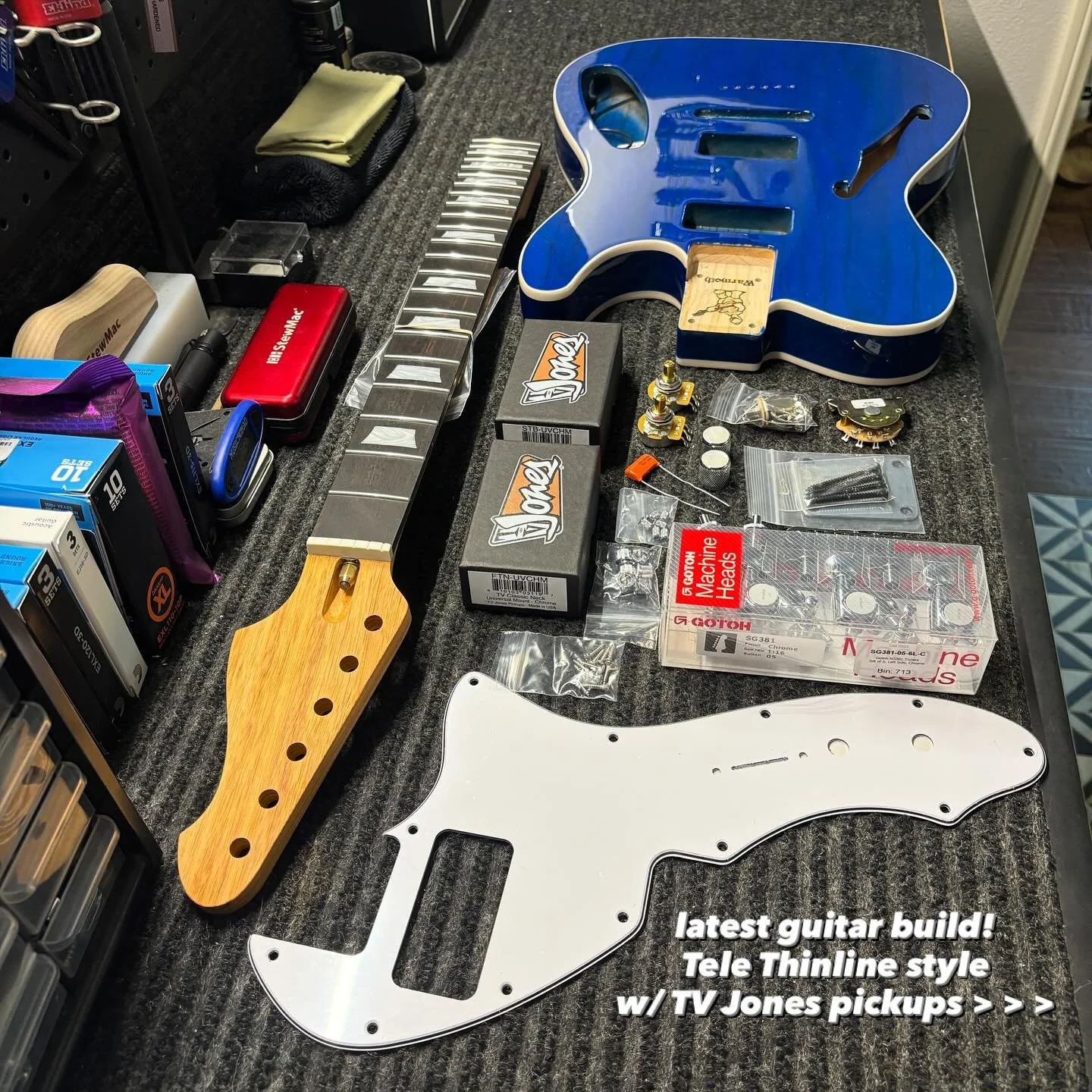 Latest guitar build!  Tele Thinline style with @tvjonesinc pickups.