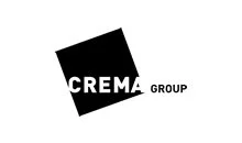 CREMA Group logo with tilted black square
