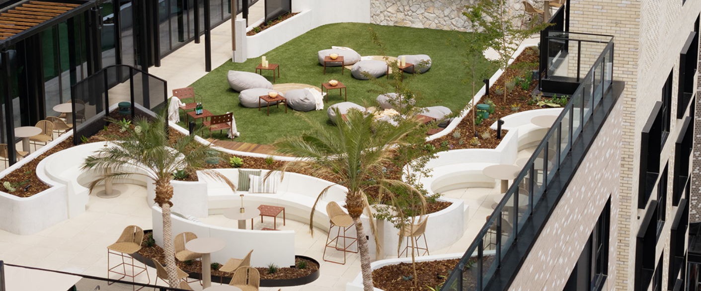 GRC furniture with a white concrete finish manufactured by Satu Bumi