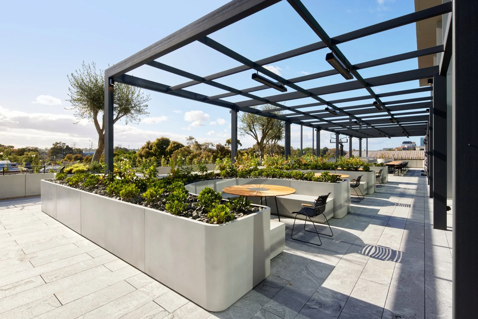 Customised GRC furniture for an outdoor commercial space