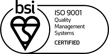 Logo with text reading 'bsi ISO 9001 Quality Management Systems Certified' inside a circular design.