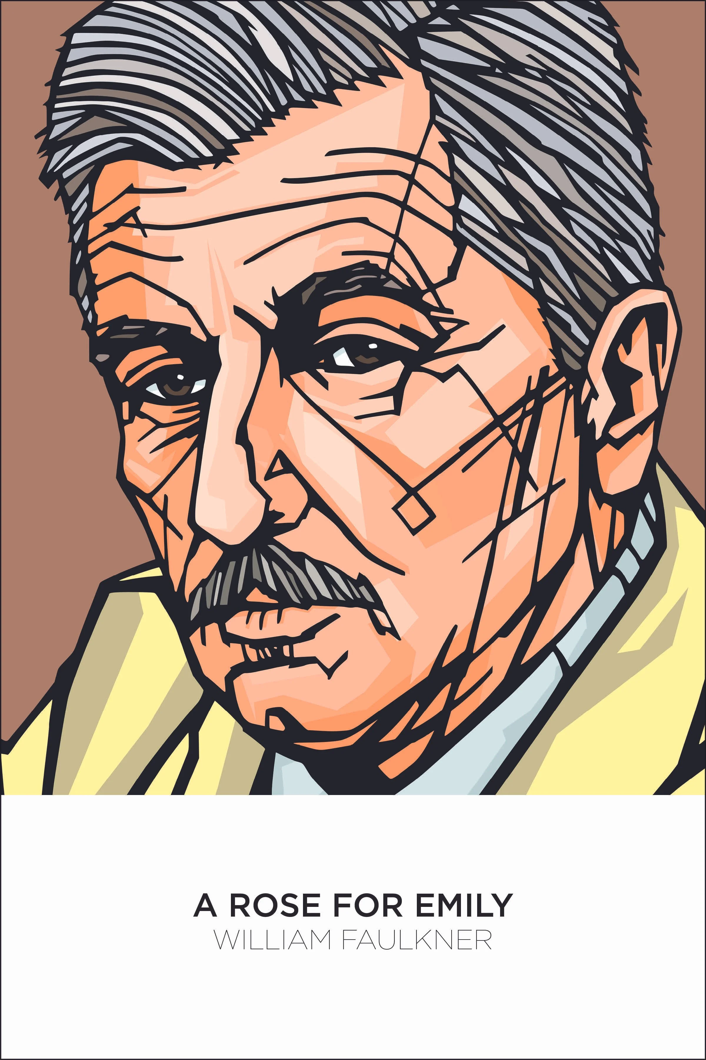 Stylized portrait of an elderly man with gray hair, a mustache, and wearing a yellow jacket, expressing a reflective mood.