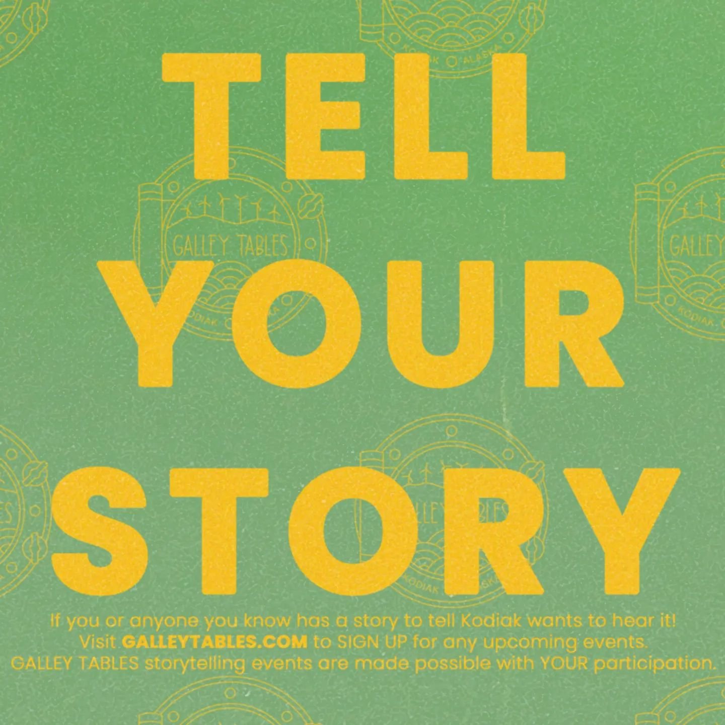 sign up at galleytables.com 

we are still looking for storytellers to make our upcoming evening complete!!