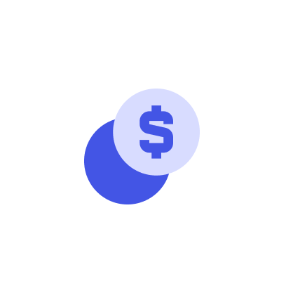 Icon of a dollar coin with a dollar sign on it.