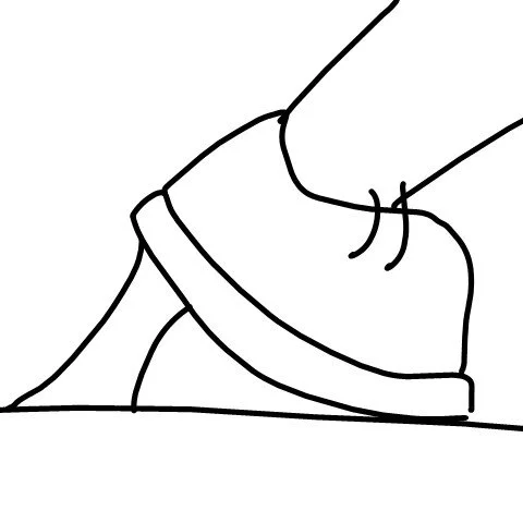 Man having stepped in chewing gum