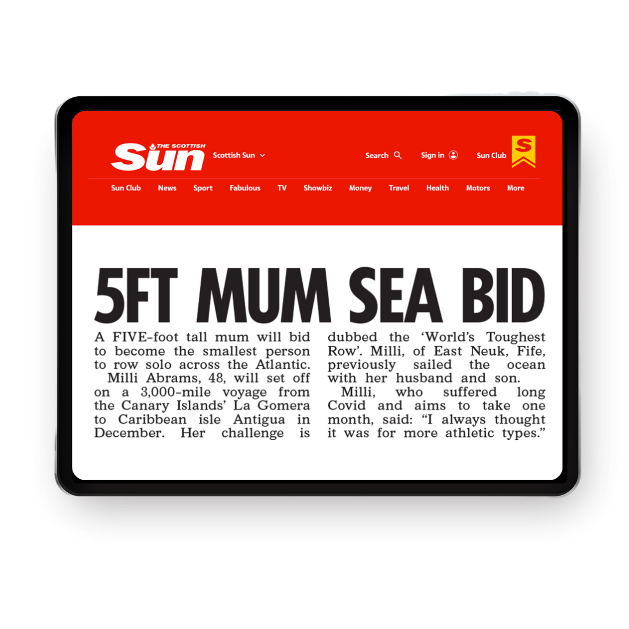 The Scottish Sun - 5FT Mum Sea Bid