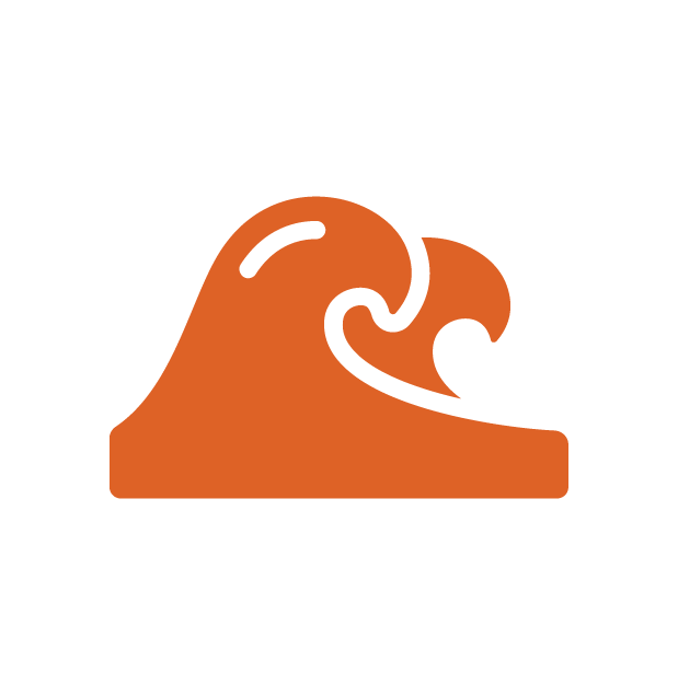Illustration of an orange-colored wave or water crest.