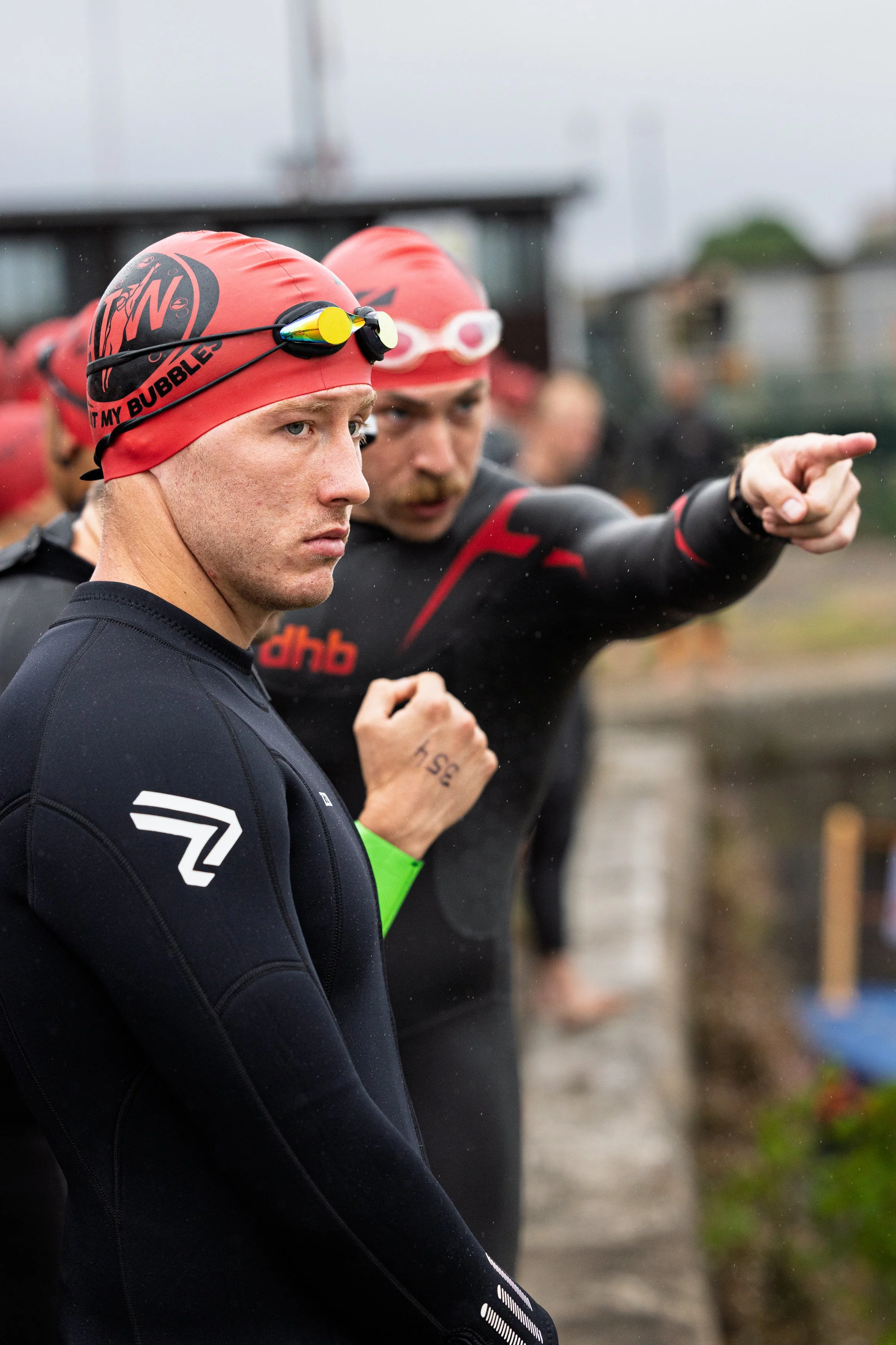 Swimmers pre start at the ATW Triathlon,  Bristol - 2025
