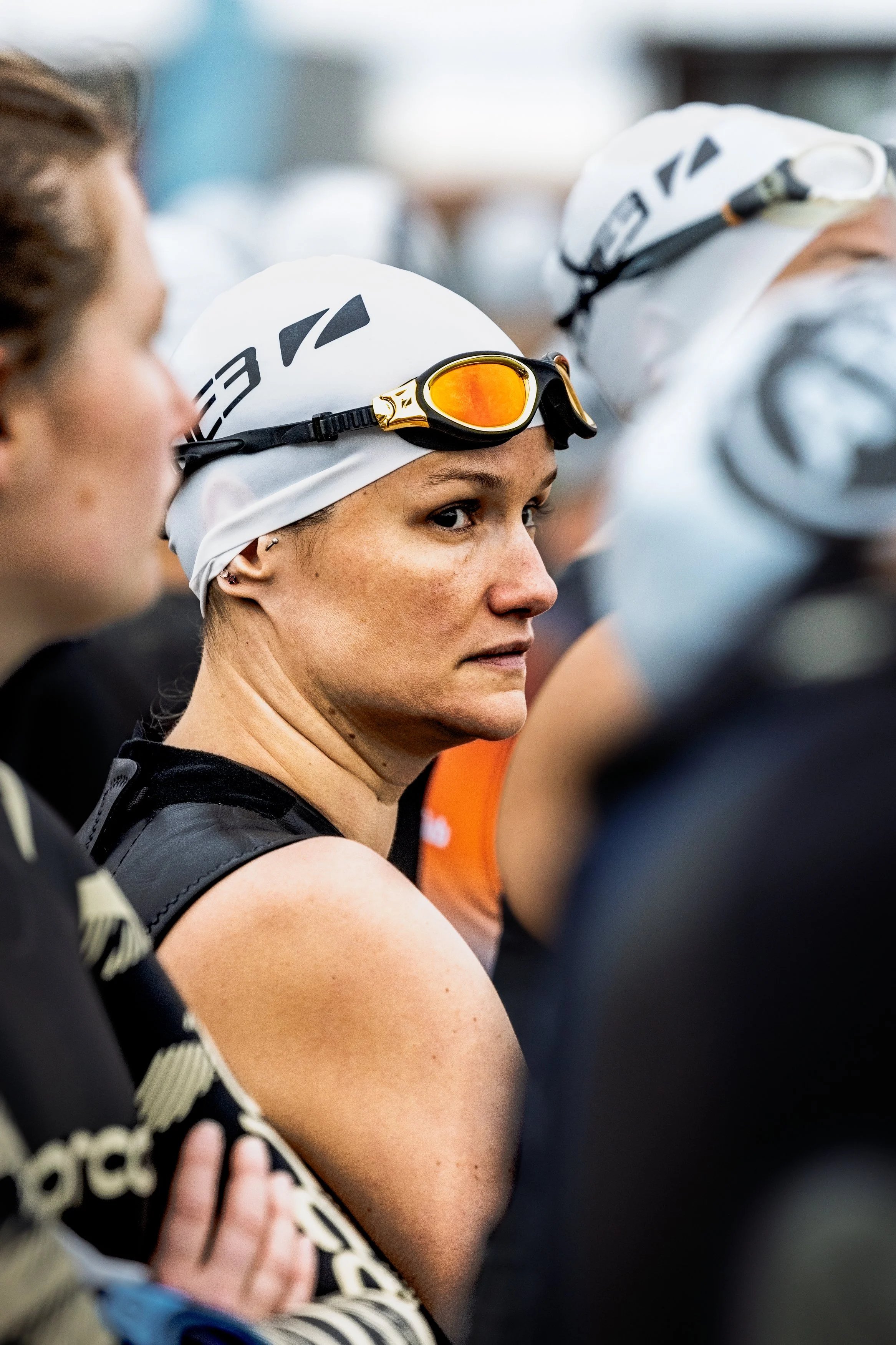 Swimmer prepares for the race.