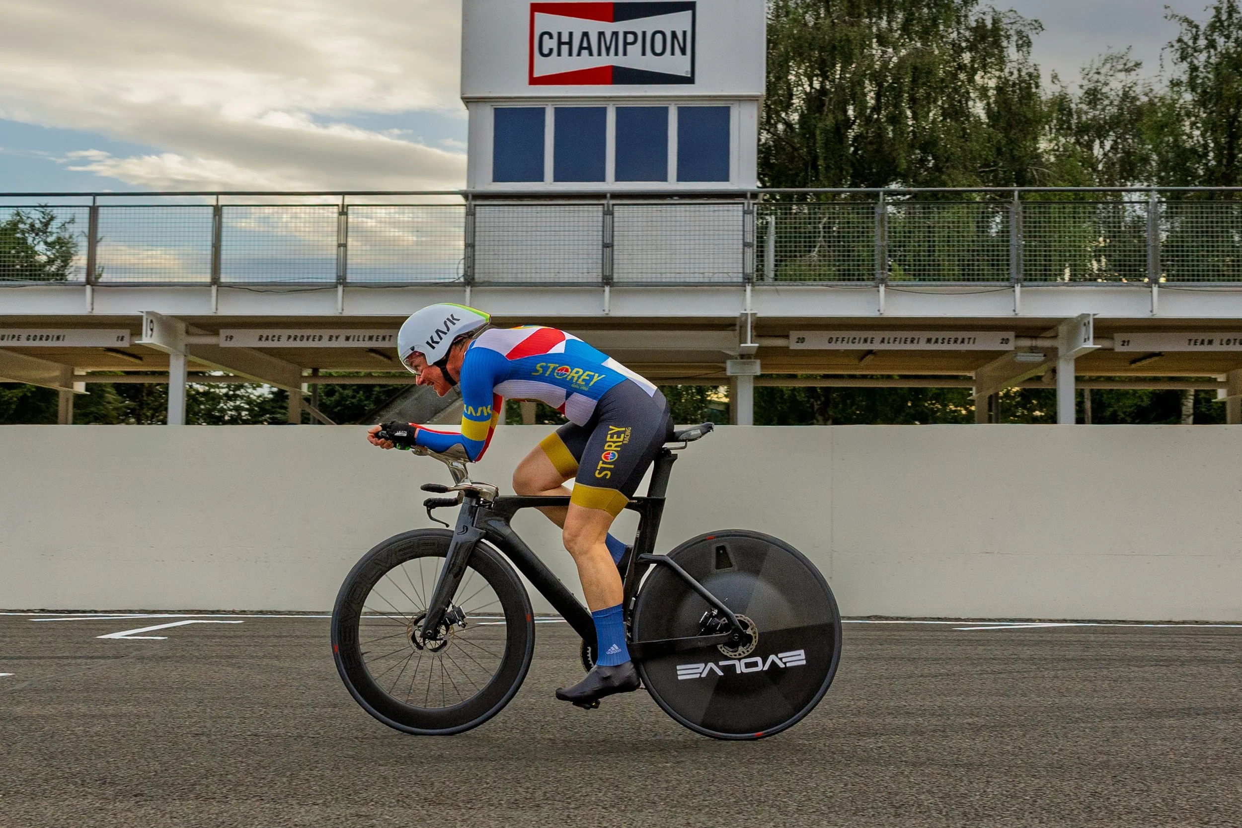 19 x Paralympic Gold Medalist, Dame Sarah Storey on TT bike on way to another victory - Goodwood Motor Circuit, UK
