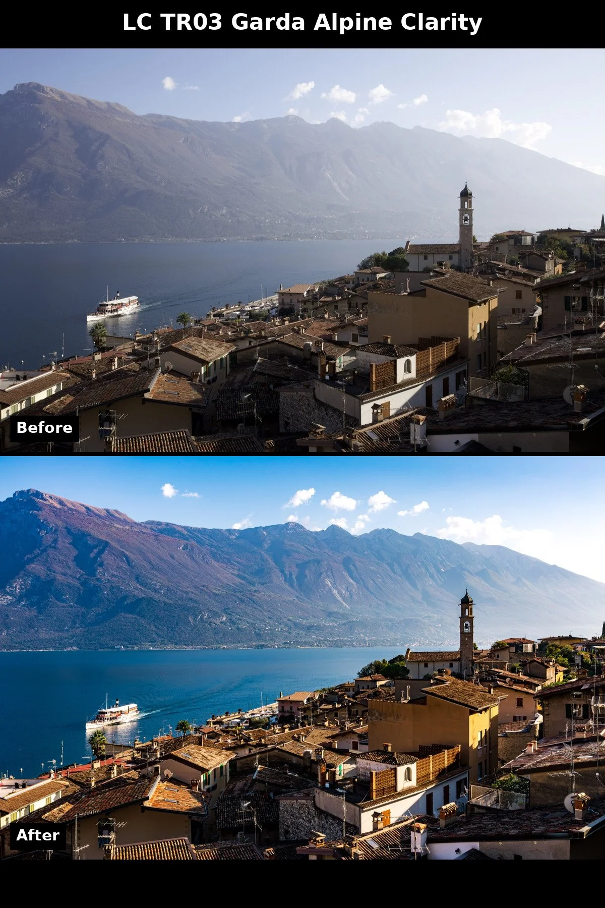 Before and after: TR03 Garda Alpine Clarity preset