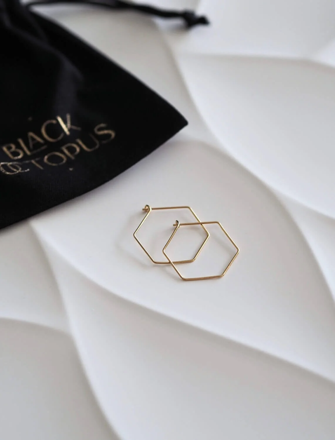 Gold wire hexagon hoops