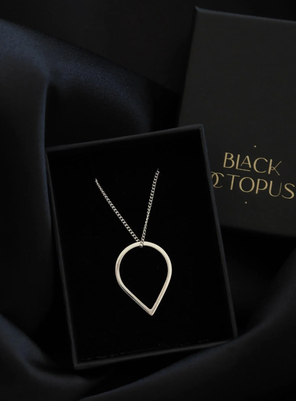 Sterling Silver teardrop pendant necklace in luxury jewellery gift packaging