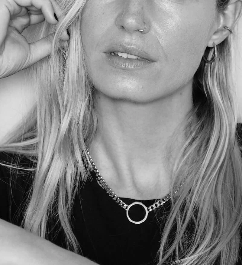 Sterling silver statement alternative curb chain necklace