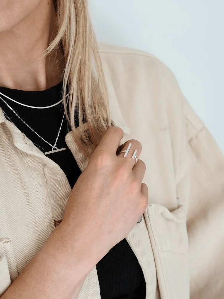 Sterling Silver statement snake chain modelled
