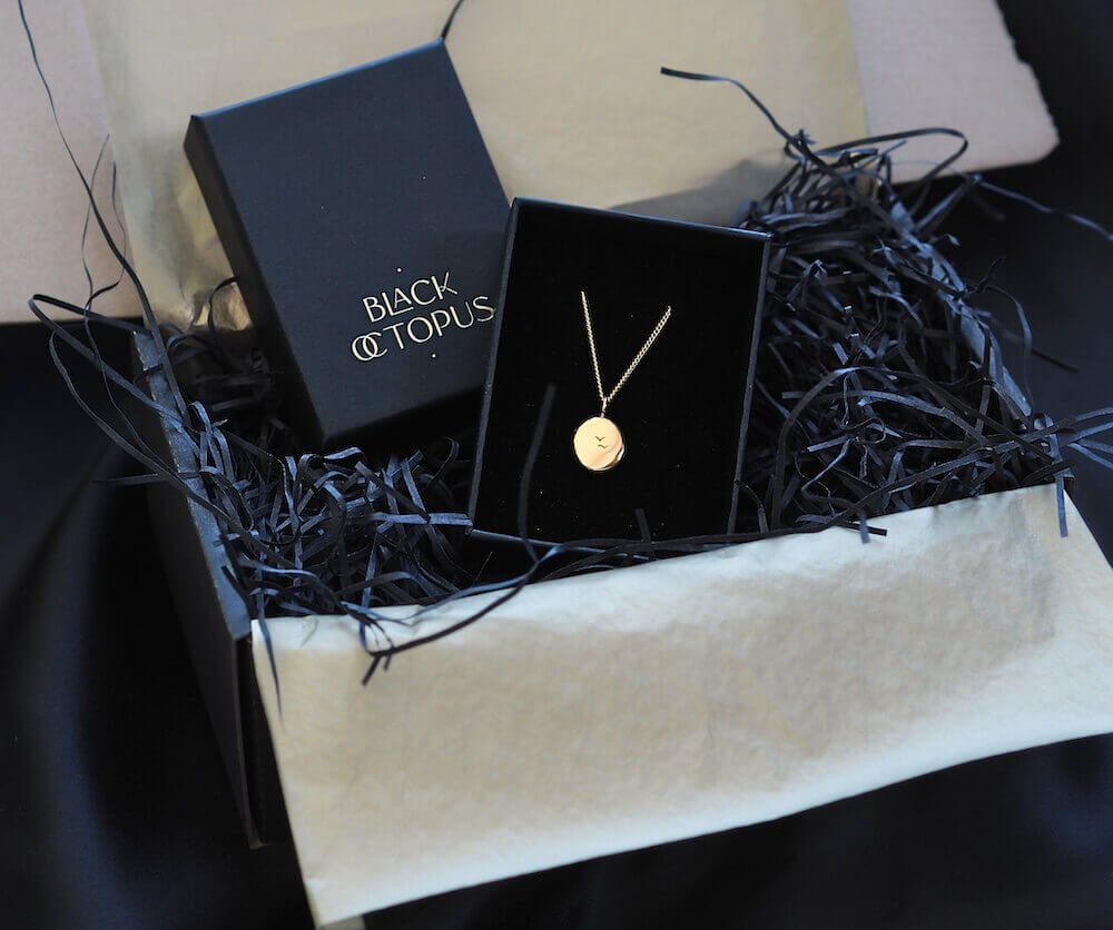 Black-Octopus-Jewellery-Gold-Pebble-Pendant-Necklace-Two-Birds-Box.jpg