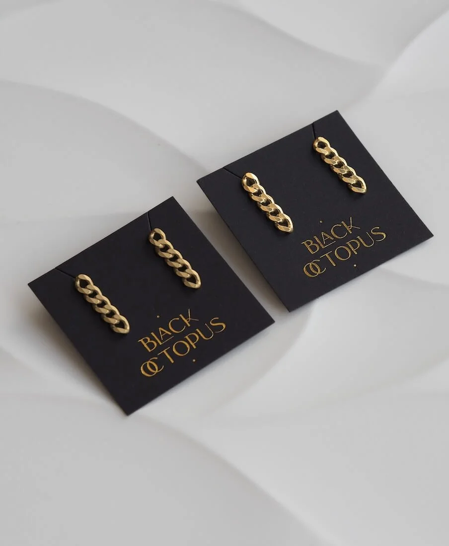 Gold Vermeil Chain Drop Earrings Polished and Matte